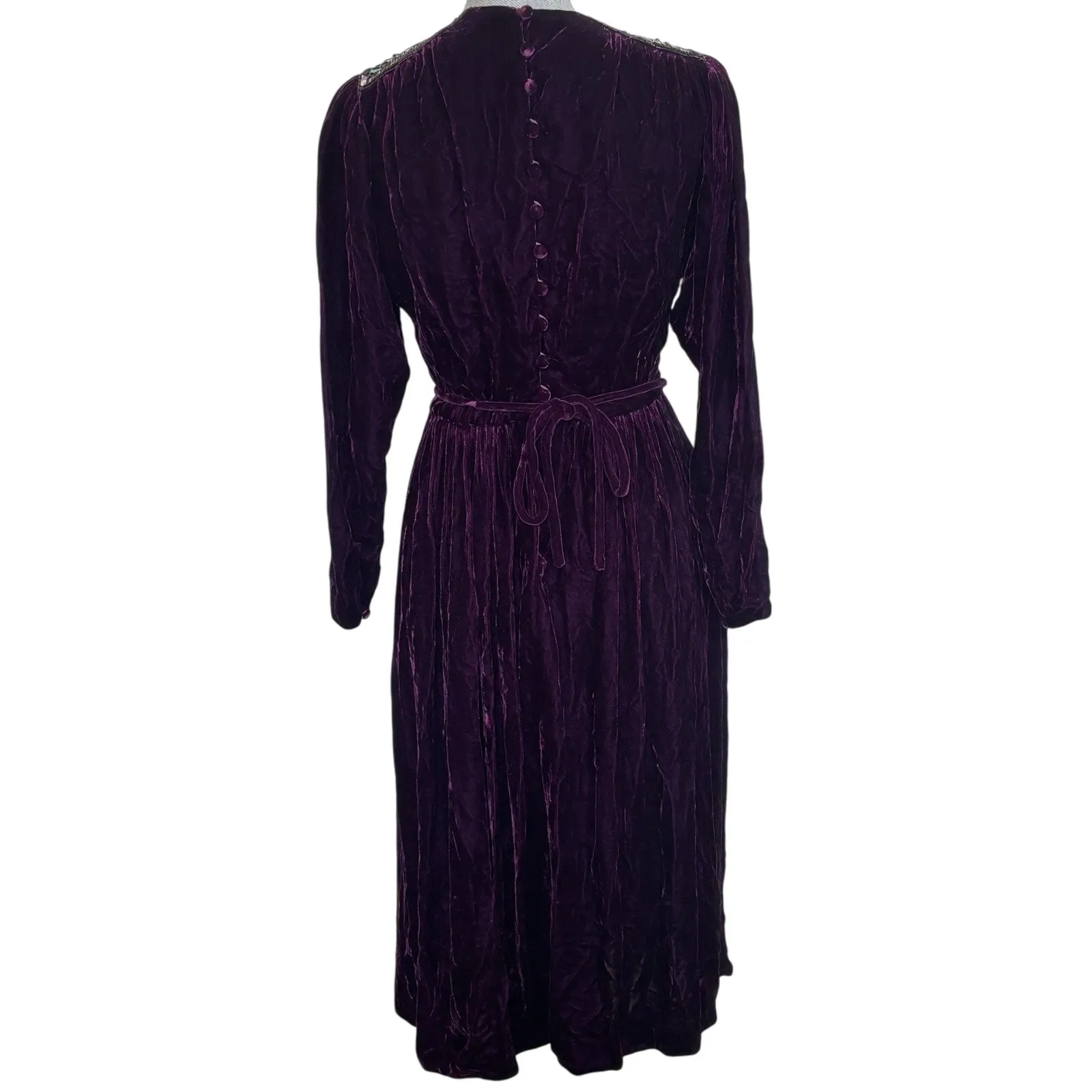 Vtg 80s Purple Crushed Velvet Silk Blend Dress Size 6 Whimsigoth Fairy Grunge - Image 2