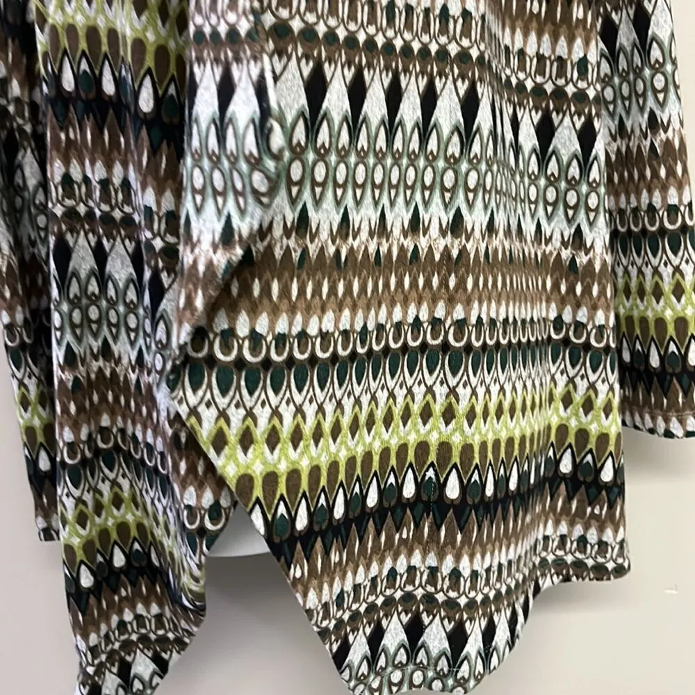 Susan Graver Aztec Native American Open Front Asymmetrical High Neck Cardigan-La - Image 8