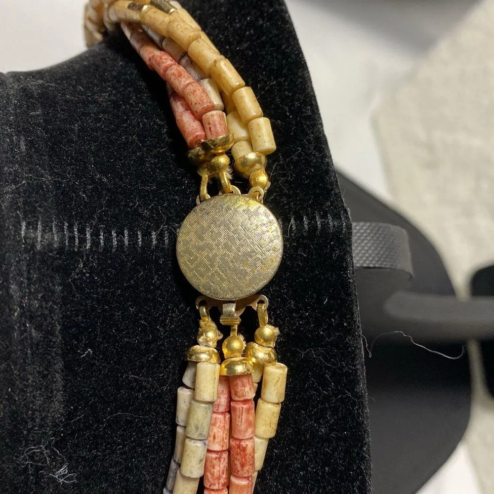 Pink & Blue Tube Bead Necklace - Image 2