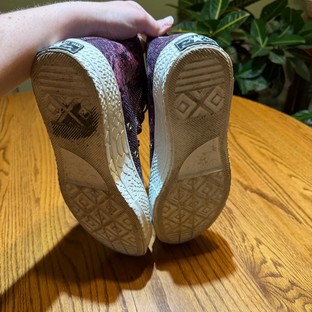 Converse Chuck 70 Hi Vintage Wine Snake Skin Leather Shoes Size 11 - Image 6