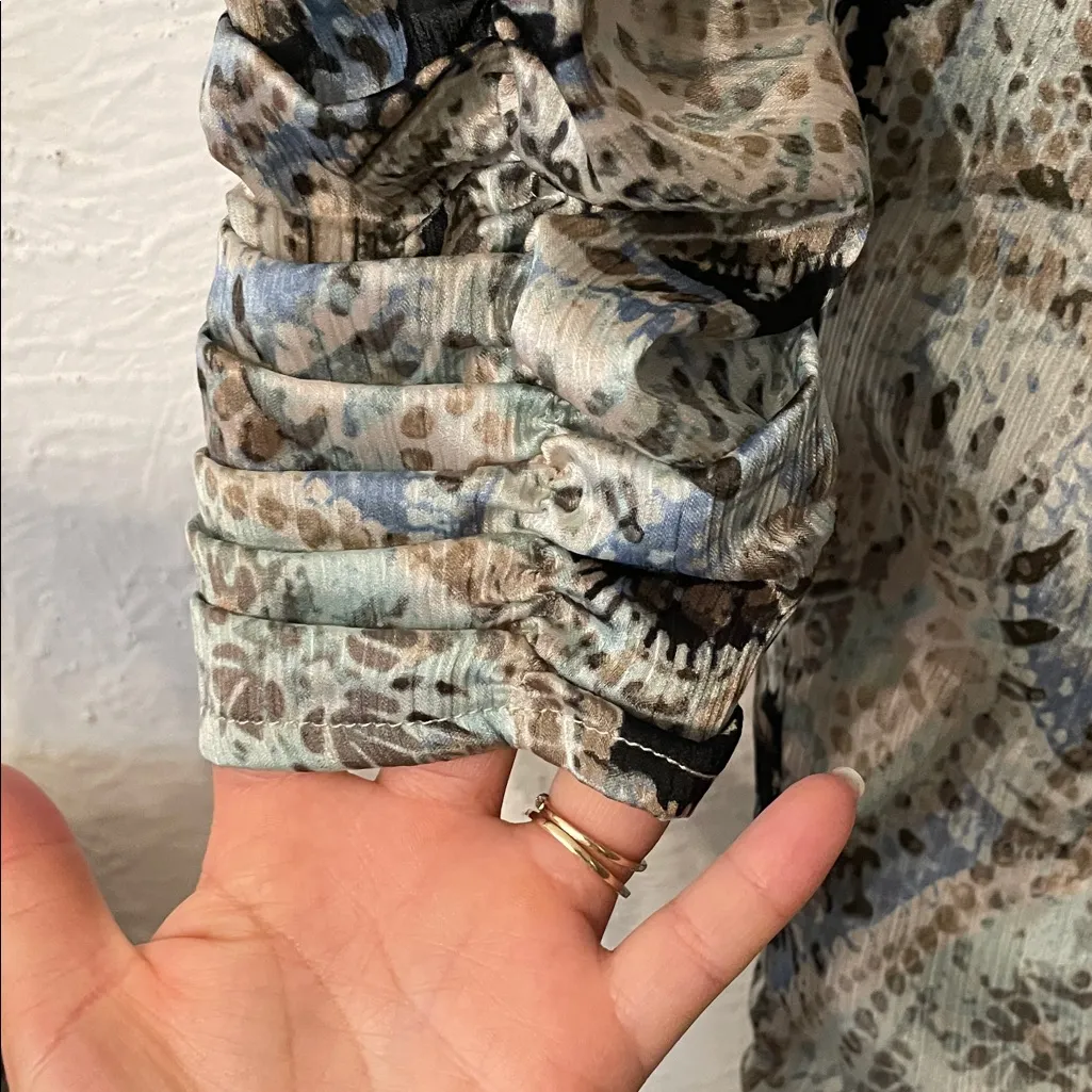 NWT Zara Black and Cream Paisley Long Sleeve Dress Size Small - Image 5