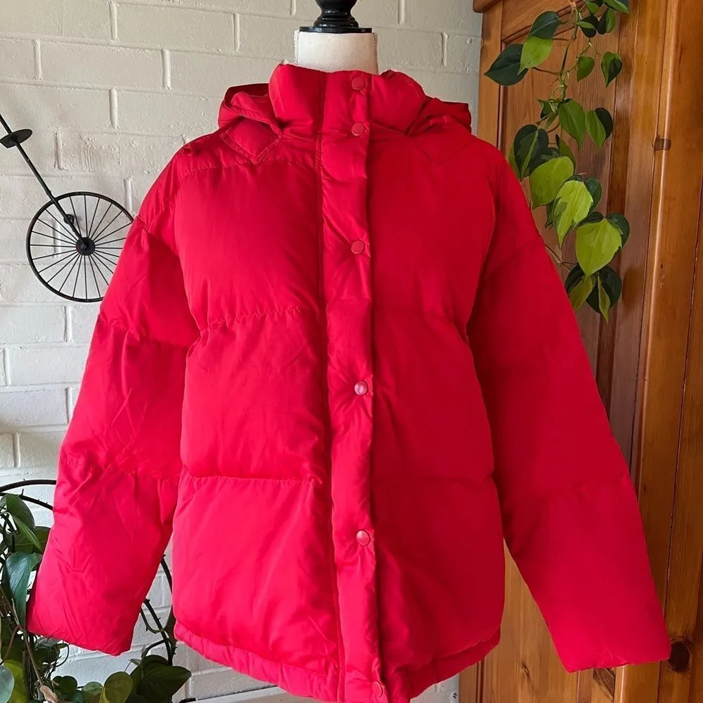Rebecca Minkoff Zayne Puffer Jacket Color Red Hooded Size L - Image 7