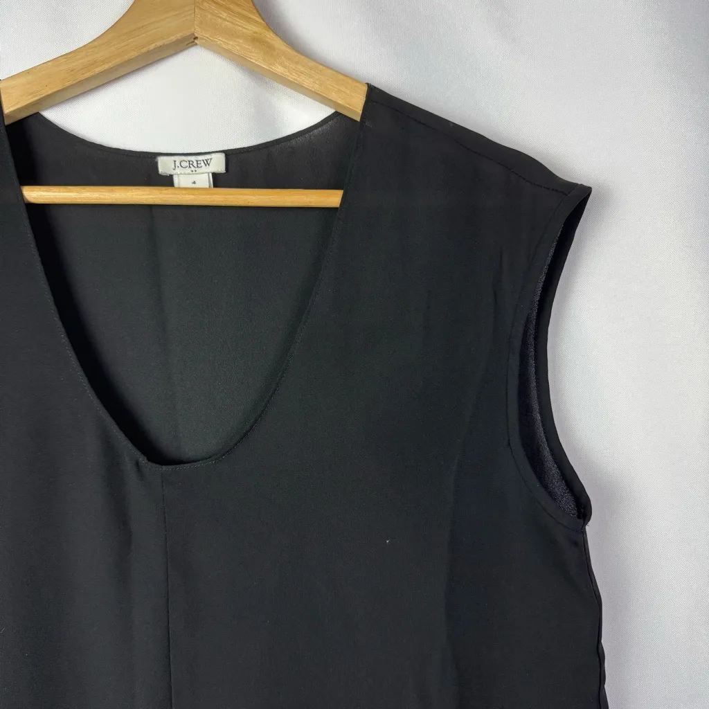 J. Crew Black Scoop V Neck Sleeveless Blouse 4 - Image 3