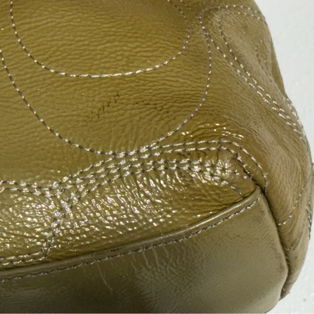 Auth Coach F1126-F15141 Handbag Enamel Green 2 Way Handle - Image 9