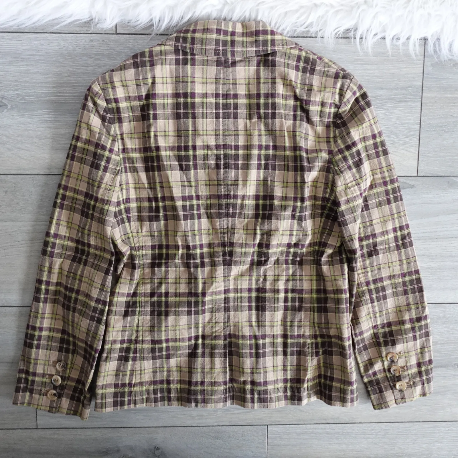 Vintage Theory Plaid Cotton Triple Button Blazer Clueless 90s Y2K Made in USA - Image 2