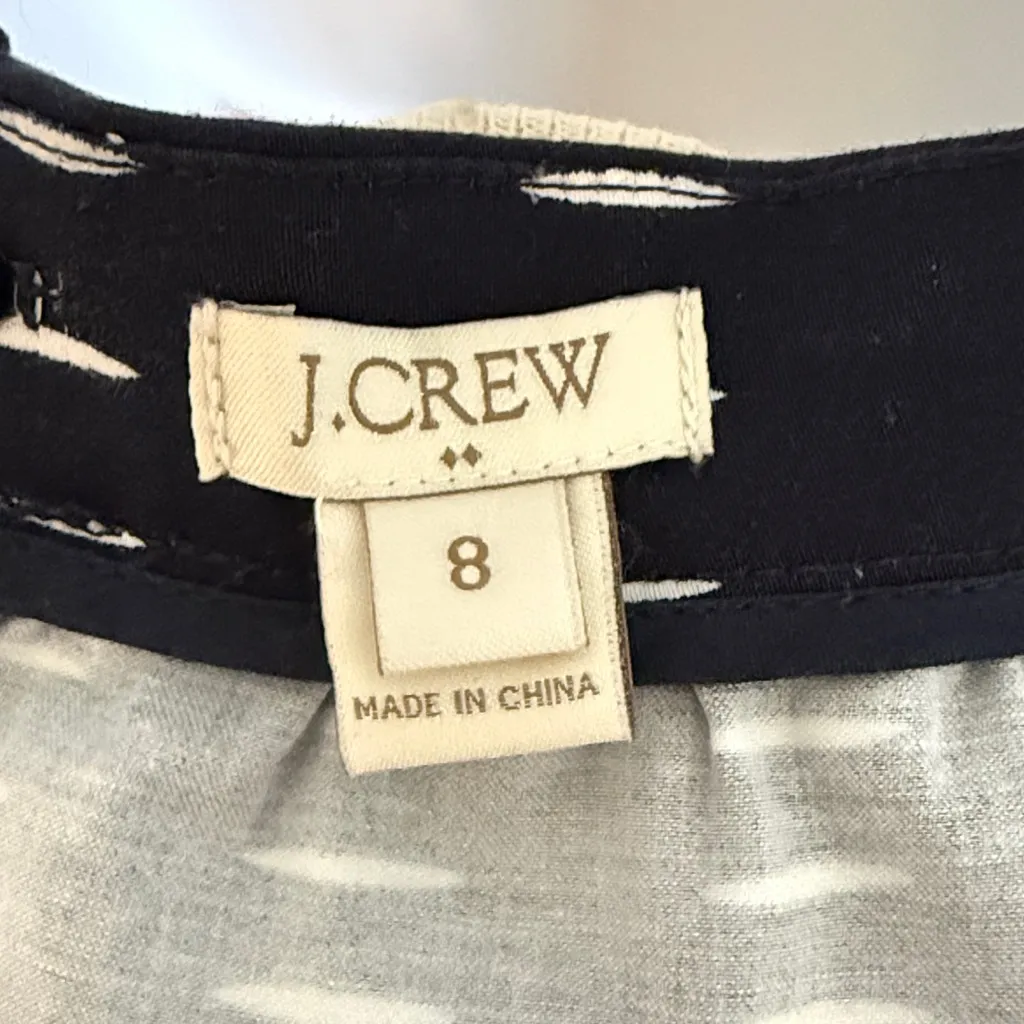 J. Crew Stylish Navy Blue and White Polka Dot Skirt - Image 3