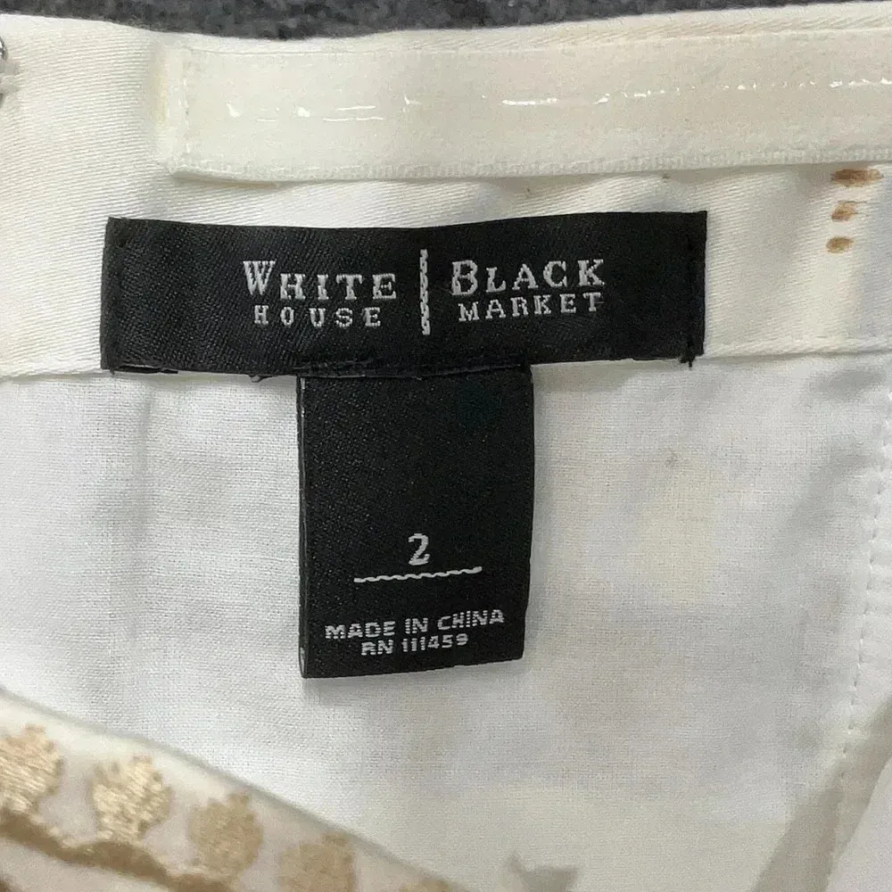 White House Black Market White Strapless Dress Gold & Silver Beading Size 2 XS - Image 6