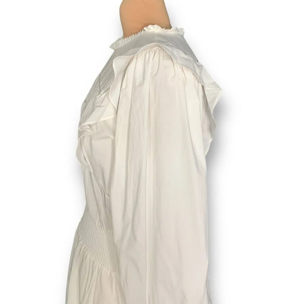Rails Faren Dress White Long Sleeves Ruffles Smocked Prairie Tiered Mini Large - Image 6