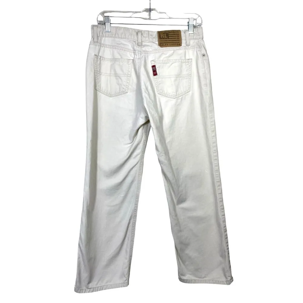 Vtg Polo Jeans Co‎ Ralph Lauren Saturday Jeans Womens Sz 6 Off White Flag Logo - Image 2