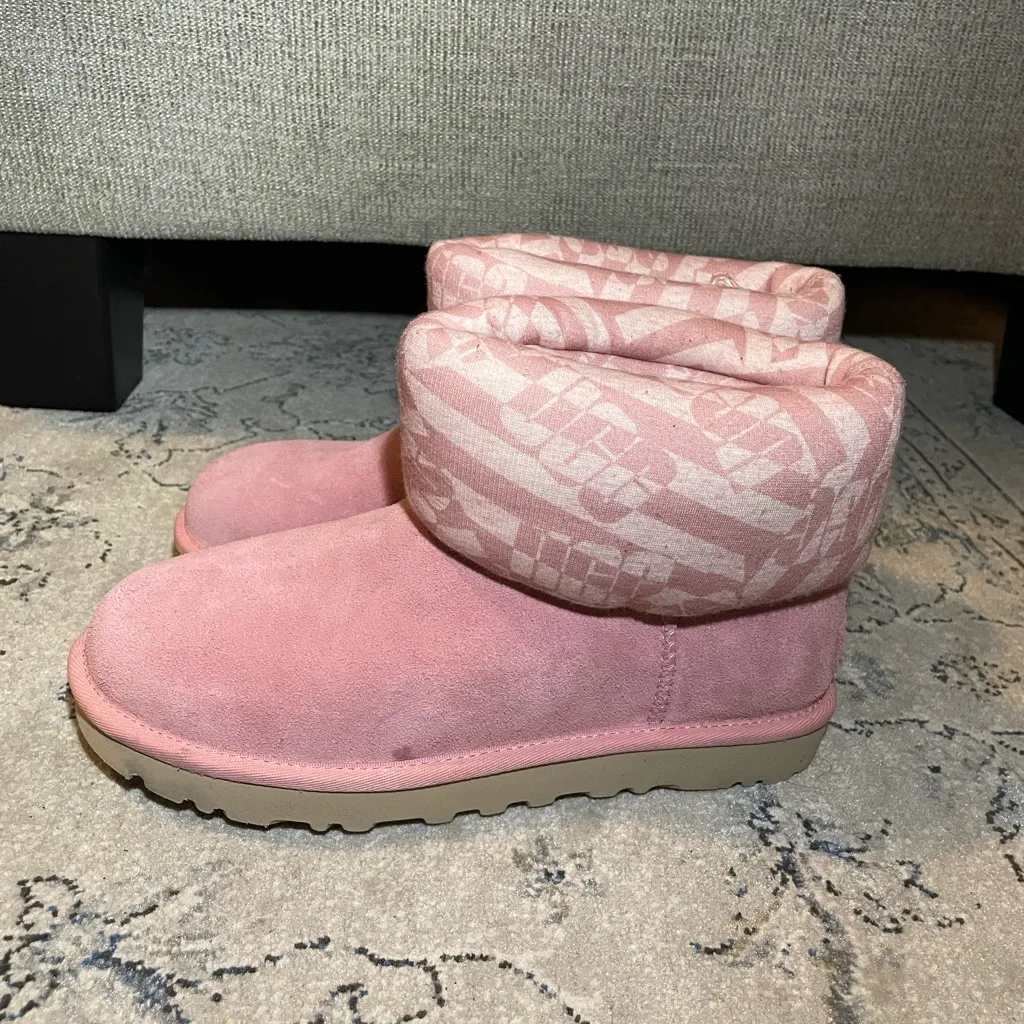 UGG  Classic Mini Jersey Stripe Blush Boots - Image 5