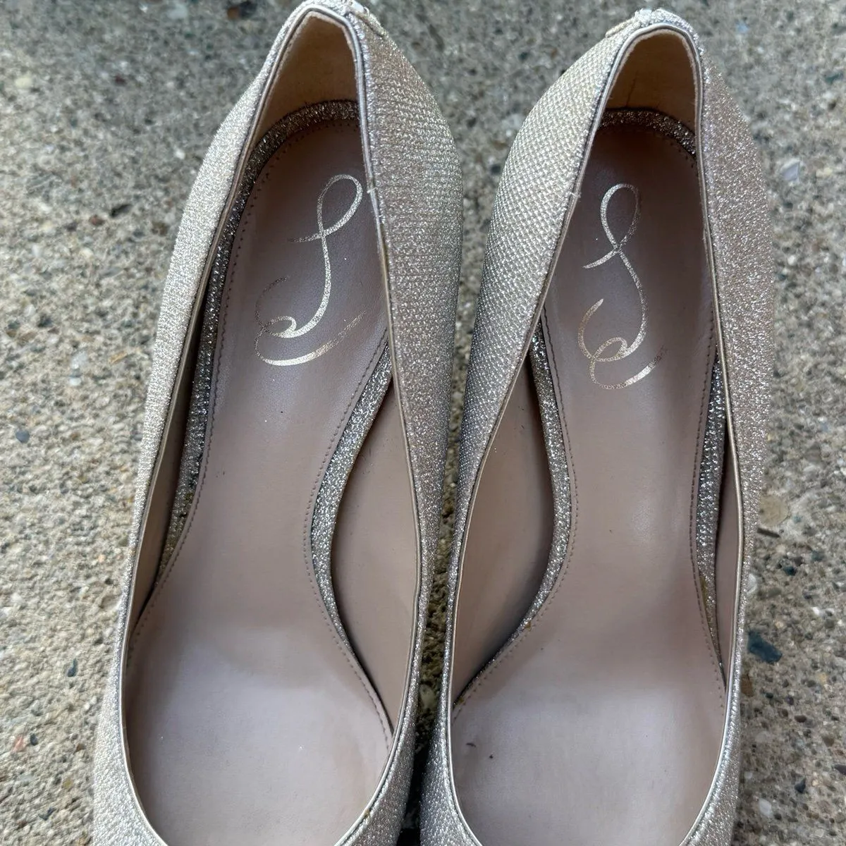 Sam Edelman Hazel Pointed Toe Pump Champagne Gold mesh - Image 5