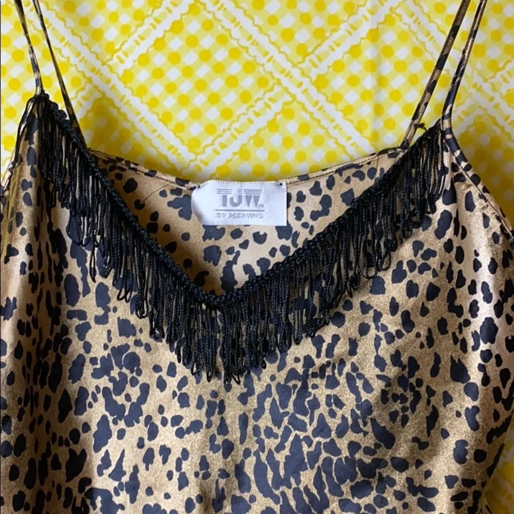 VINTAGE CHEETAH FRINGE LINGERIE PLAYSUIT ANIMAL PRINT Brown Size M - Image 4