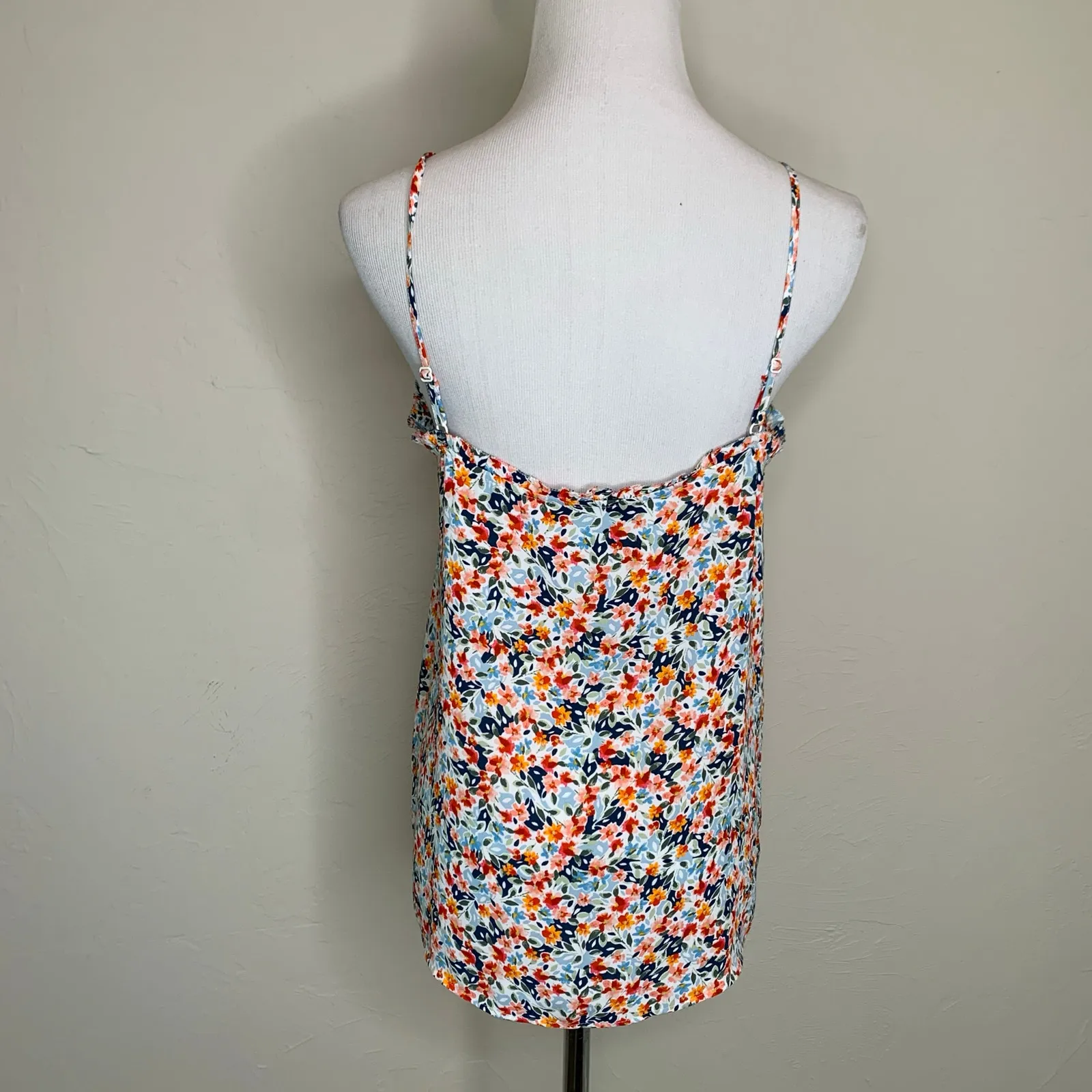 LOFT Ruffle Trim Camisole Bright Mini Floral Sz XS - Image 2