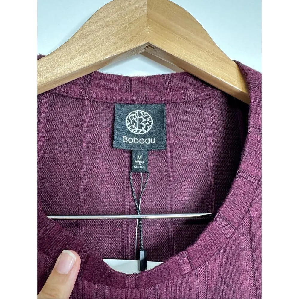 Bobeau Shirt Womens Crewneck 3/4 Sleeve Burgundy Size Medium NWT - Image 4