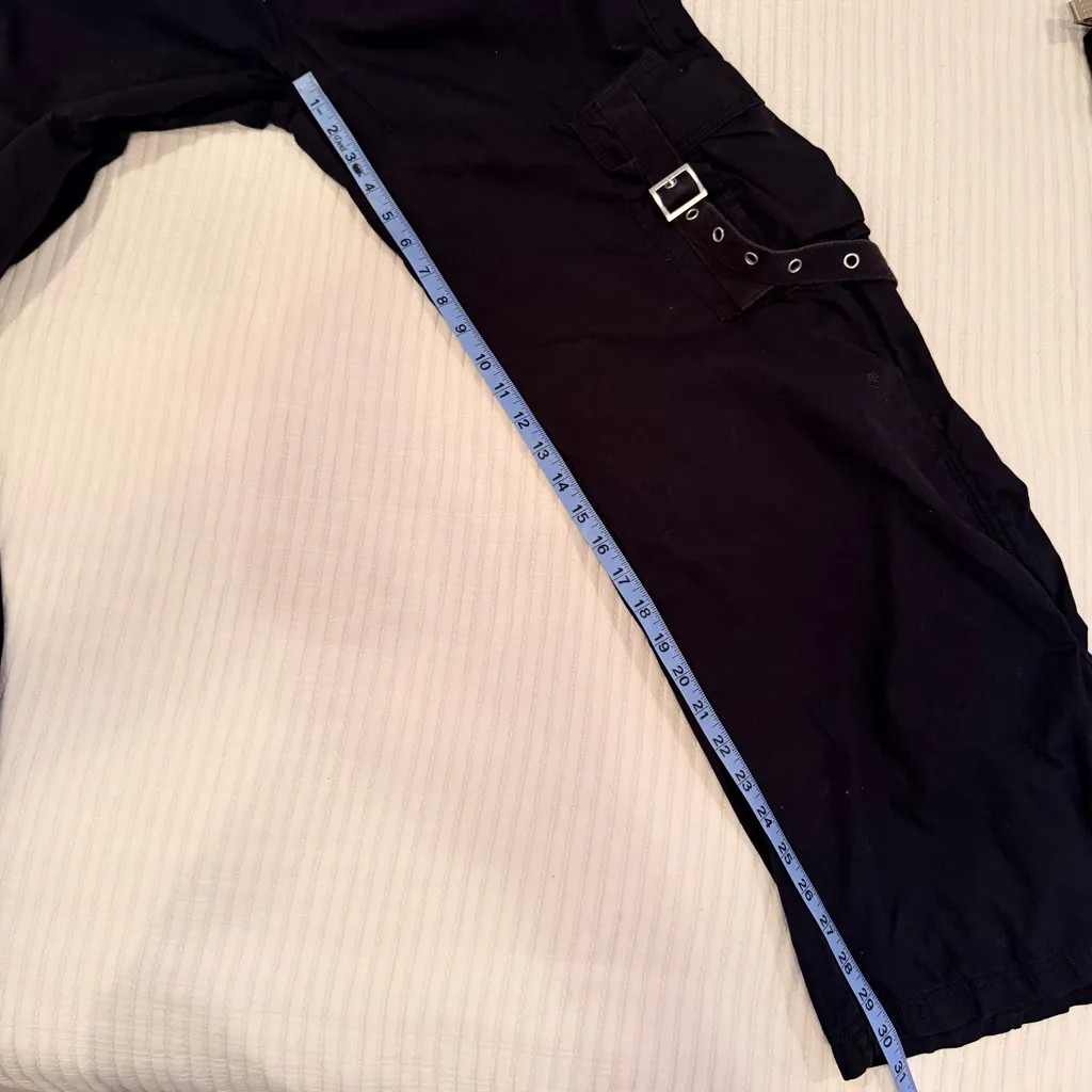 Hot Topic Black Grommet Strap Wide Leg Parachute Pants Size 5 100% Cotton - Image 12