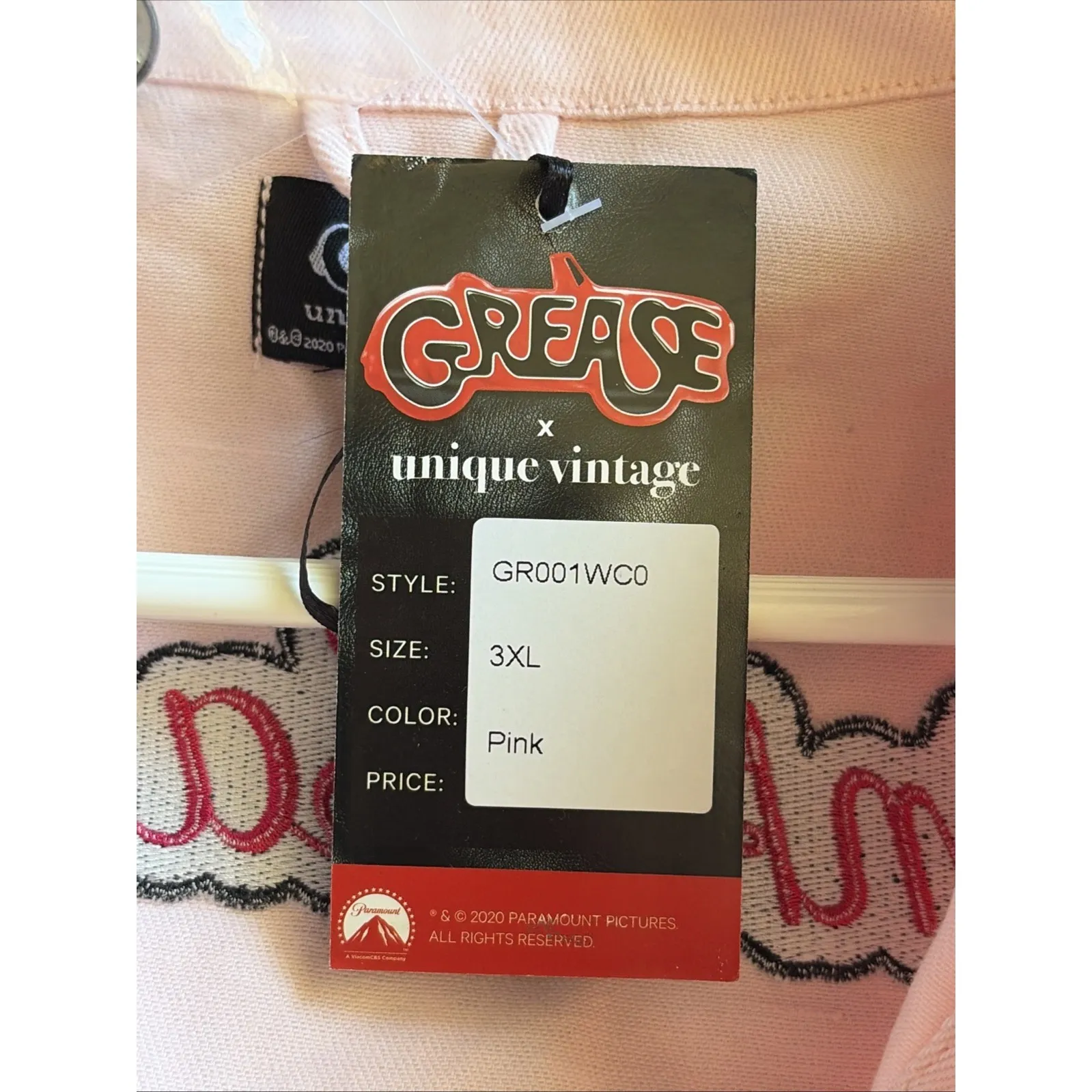 Grease x Unique Vintage PINK LADIES Embroidered OG GIRL GANG Denim Jacket 3X NEW - Image 6
