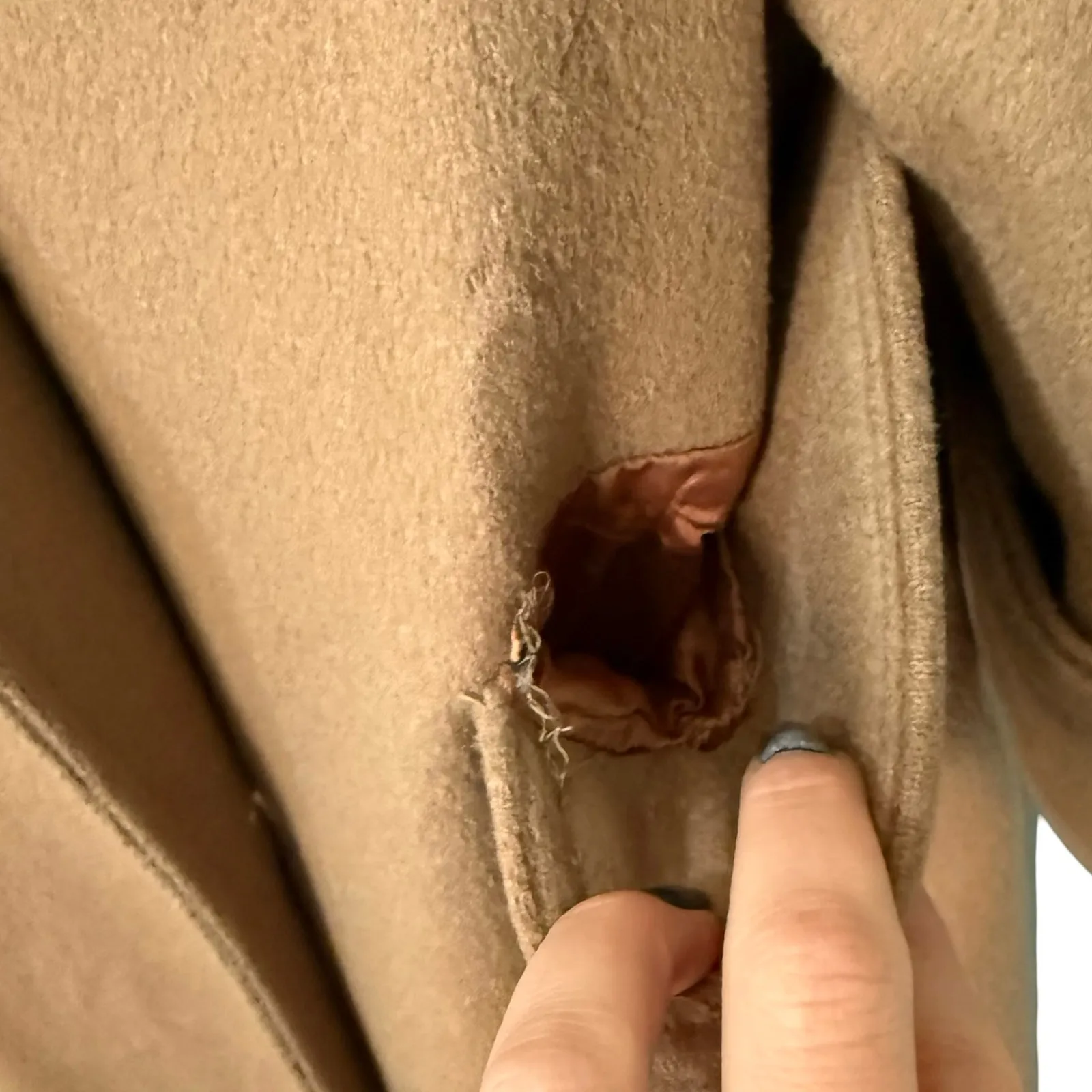 Vintage 80s Brown Double Breasted Leather Black Accents Long Wool Peacoat size L Size L - Image 11