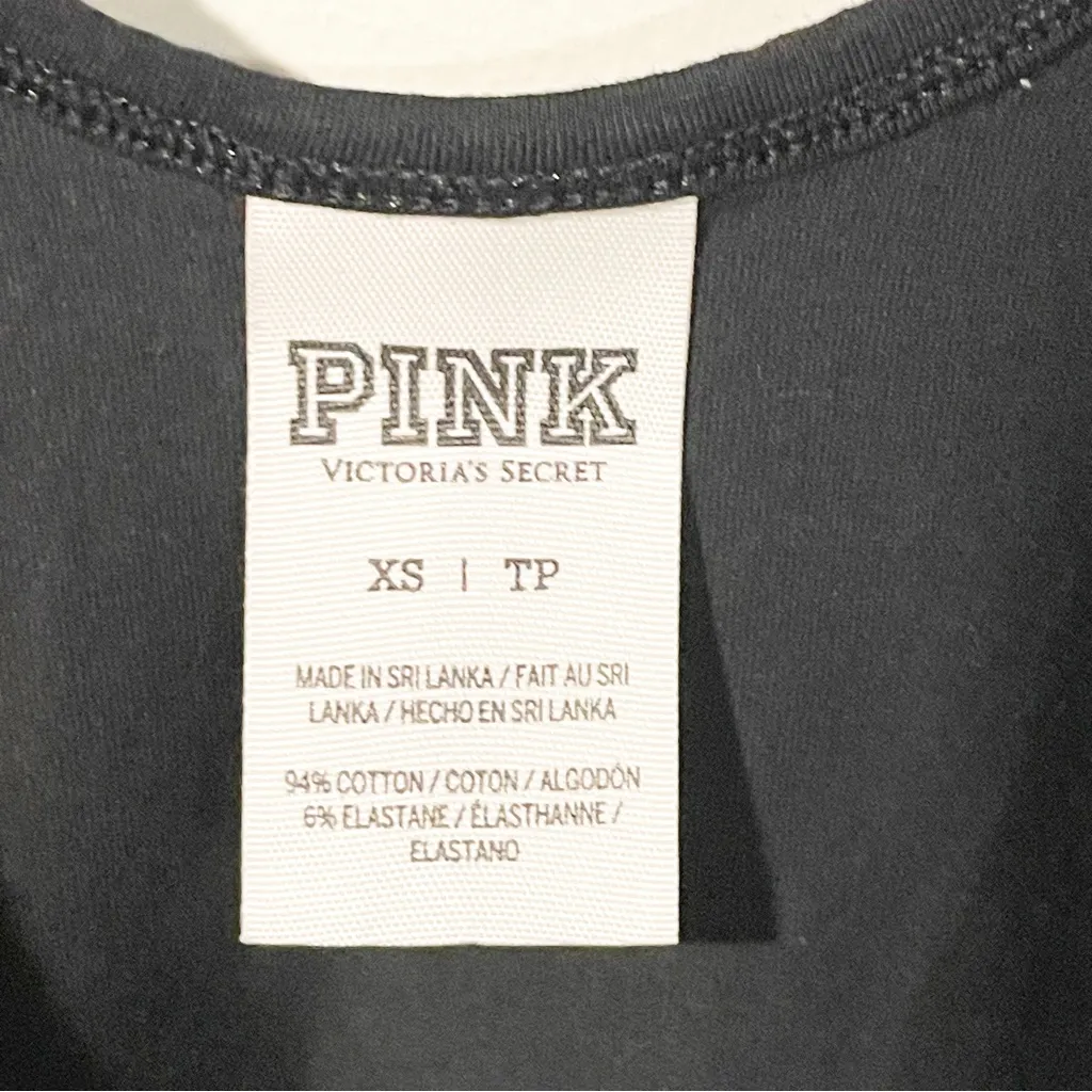 Victoria’s Secret PINK Size XS GOOD‎ VIBES Black Bodysuit One Piece Snap Closure - Image 4