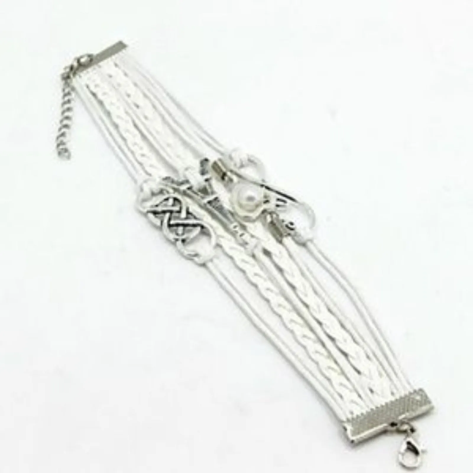 Pink Vegan Leather Multiple Layer Love Eiffel Tower Infinity Bracelet Women - Image 6