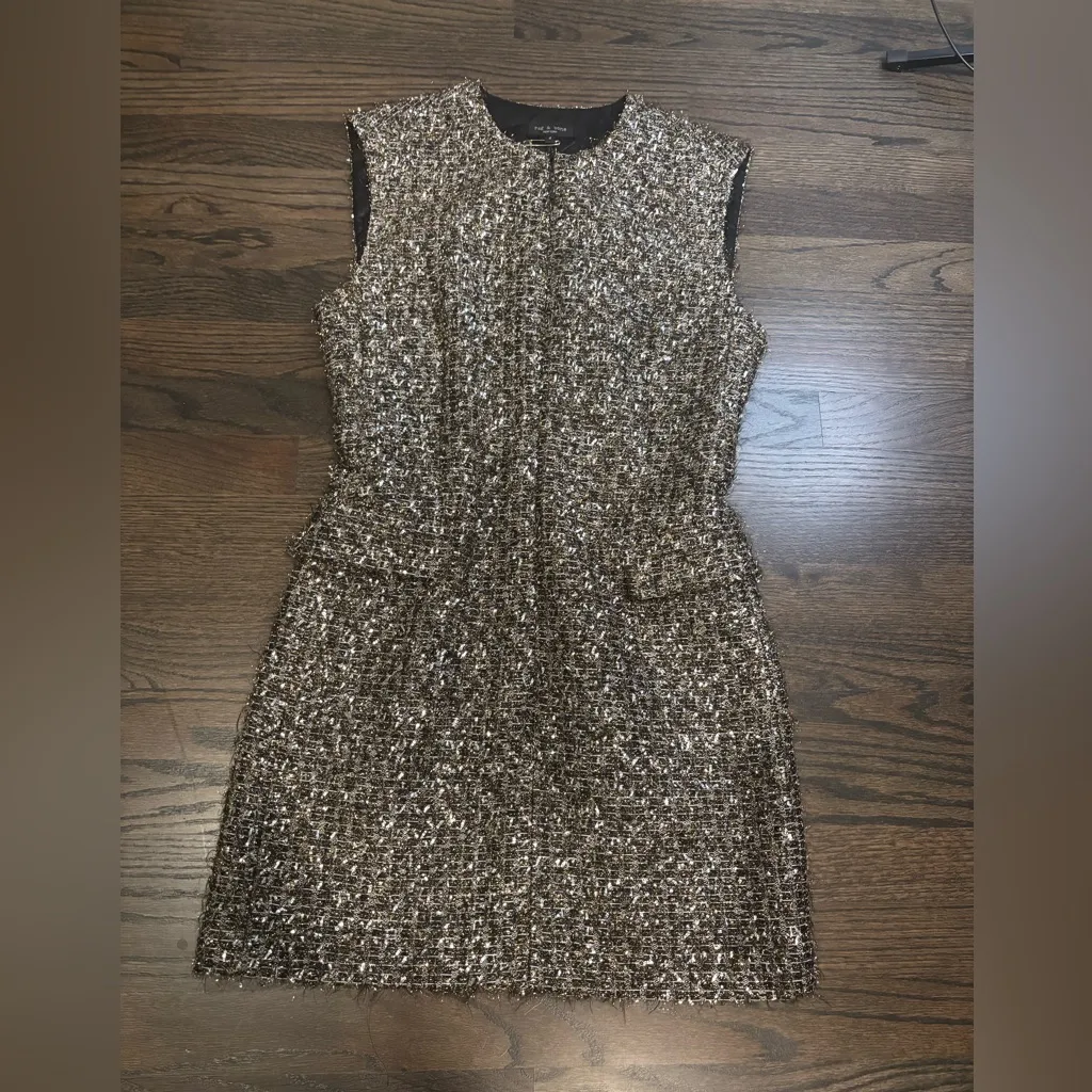 Rag and Bone Tina Linton Dress in Silver Matte - Image 2