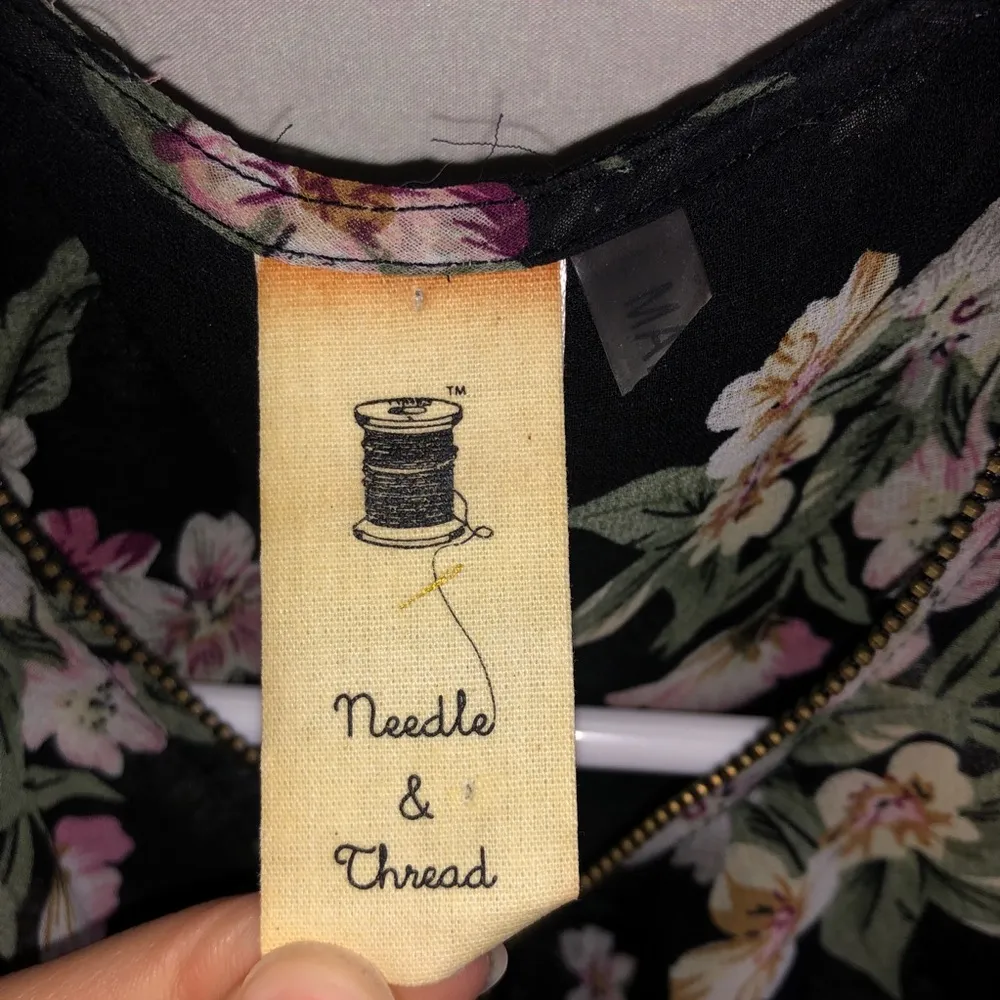 Needle & Thread Floral Zip Front Black Dress - Image 3