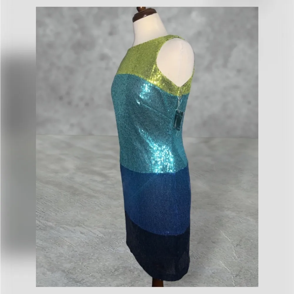 Gabby Skye Sequins Sleeveless Zip Back Mid Thigh Party Stretchy Prom Dress 4 NWT - Image 3