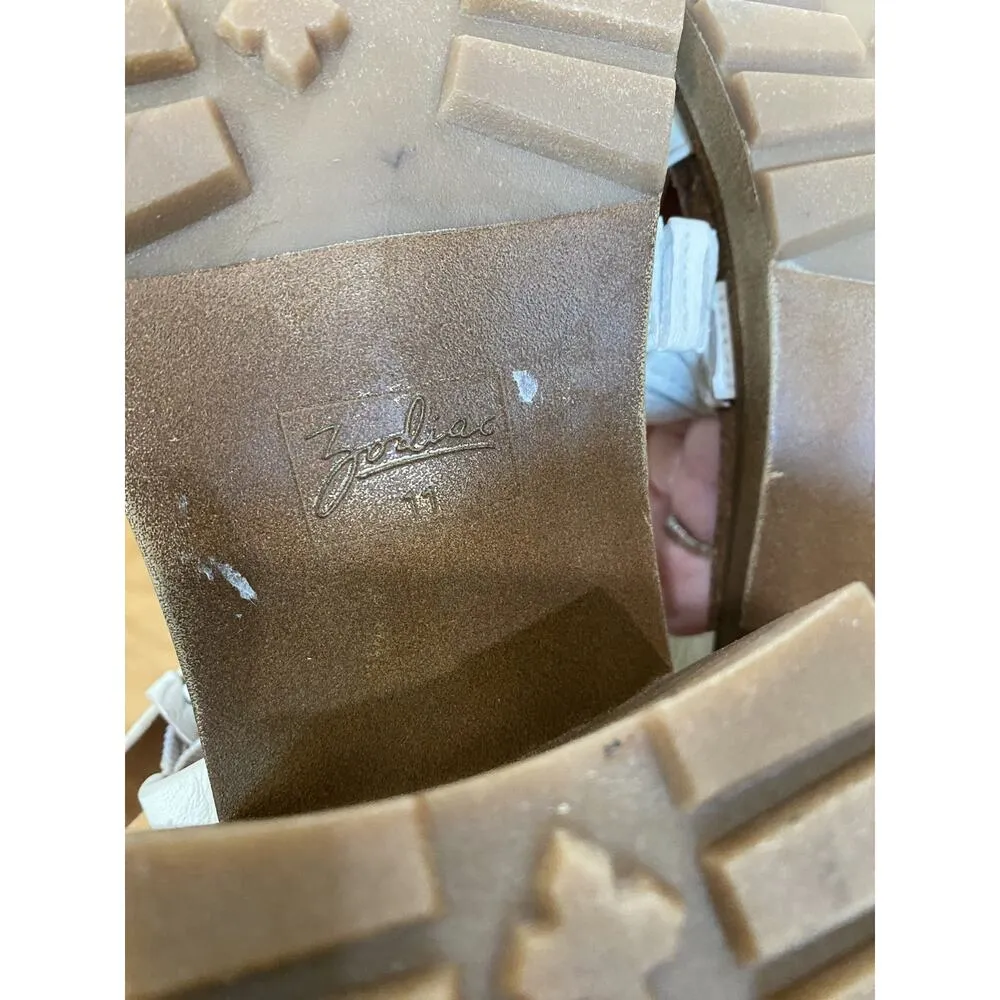 Zodiac Women's 11 White Leather Slip-On Buckle Slingback Chunky Heeled Sandals - Image 8