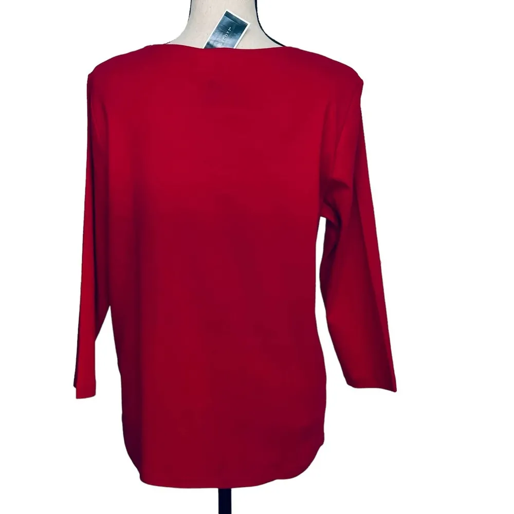 Karen Scott X-Large Top Holiday Anchor Festive Christmas 3/4 Sleeve Stretch New - Image 5