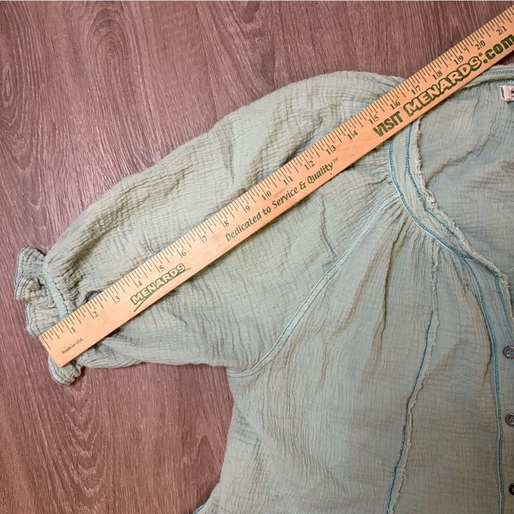 WE THE FREE / Free People Lucy Solid Swing Top Size XS Oversized Blue Surf Boho​ - Image 10