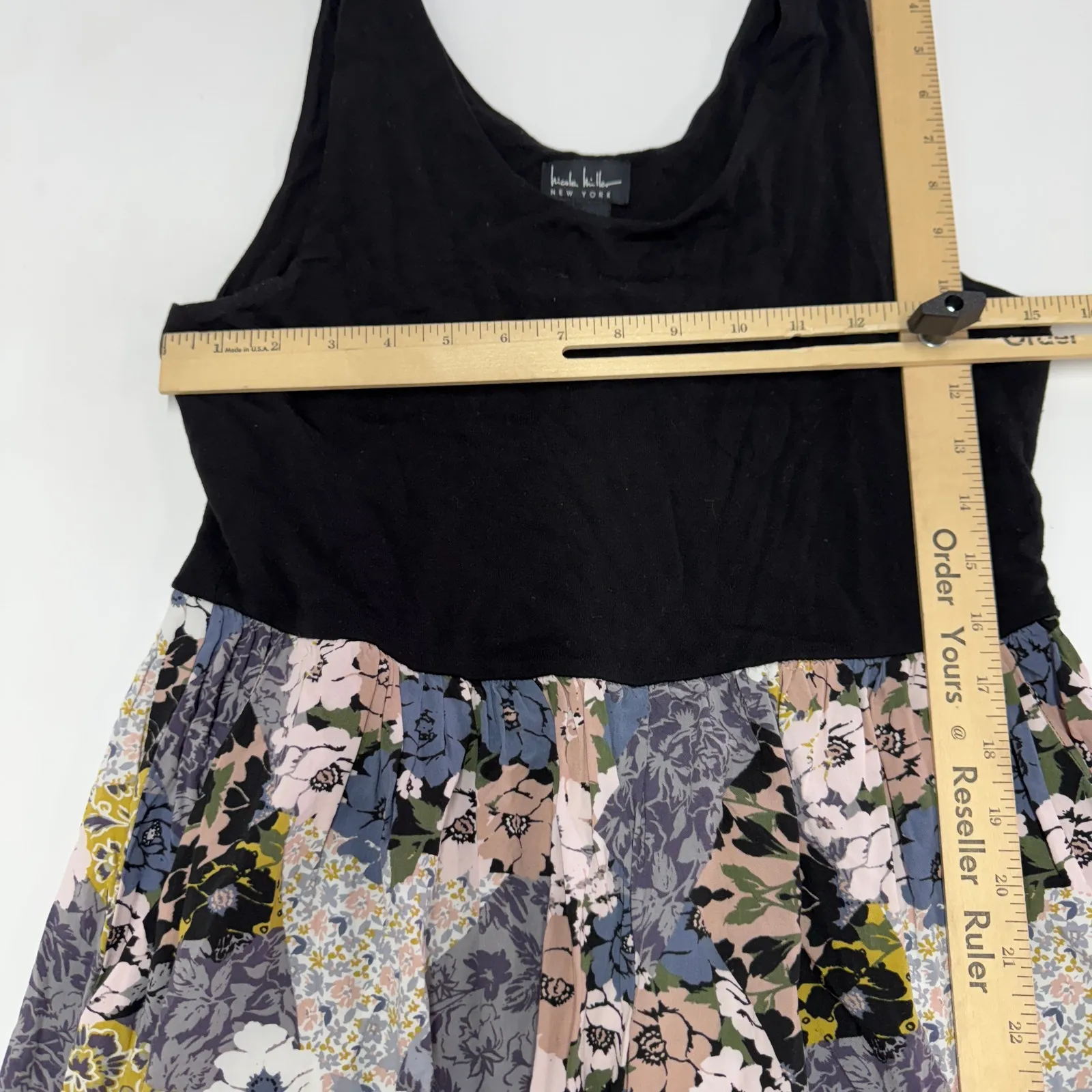 Nicole‎ Miller Dress Womens Medium Pink Blue Floral Maxi Crazy Quilt - Image 6