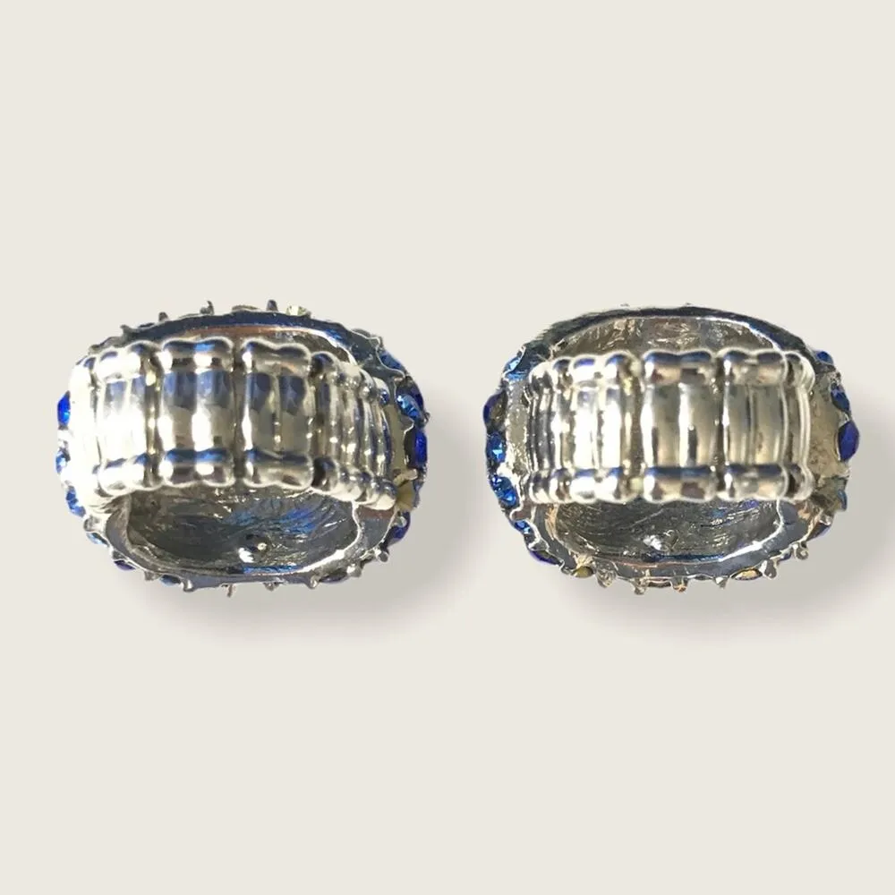 Cobalt & Aquamarine Encrusted Silver Stretch Rings - Image 3