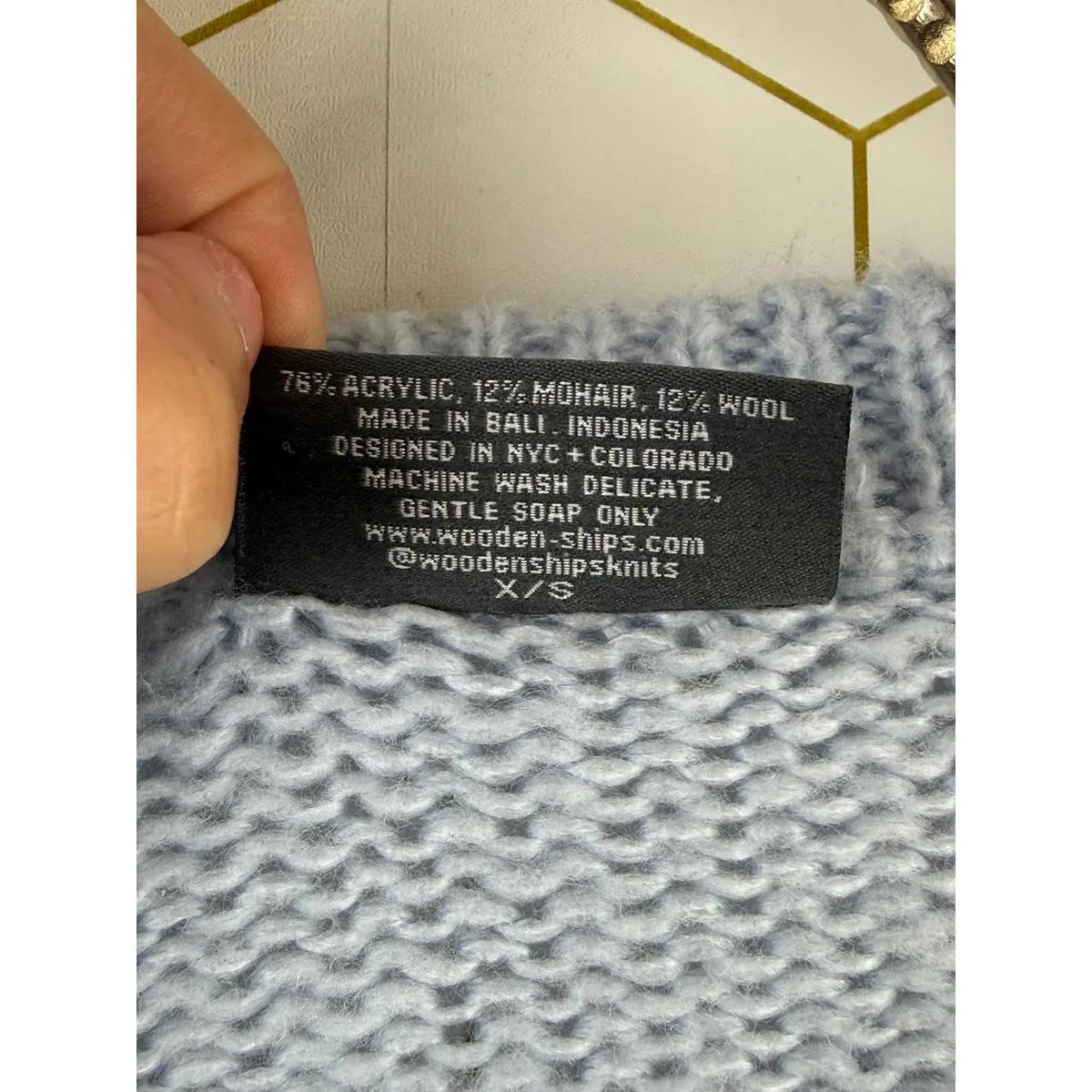 Wooden Ships Chunky Wool Blend Light Blue Hathaway Crew Neck Sweater - Size - XS - Image 6