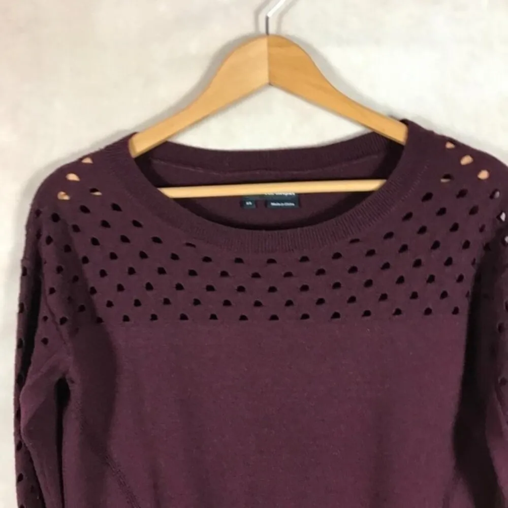 THE KOOPLES Merino Wool Burgundy Cutout Sweater XS - Image 4