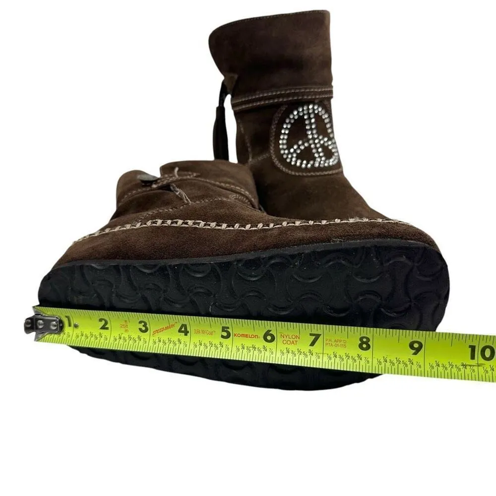 Vintage Sherpa Lined Suede Moccasin Winter Boots Women’s Size 6.5/7 Brown - Image 3