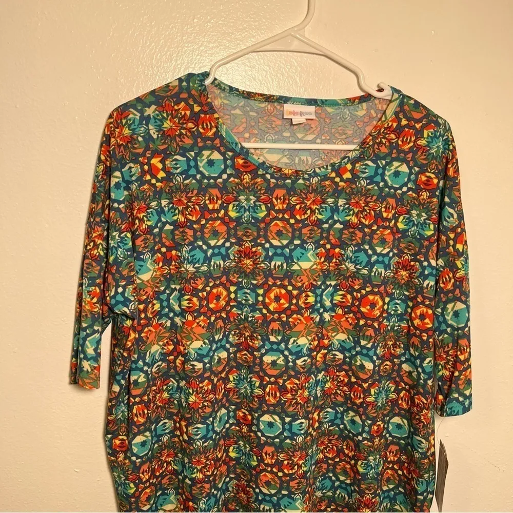 Lularoe Irma Tunic Top Blue Geometric - Image 3