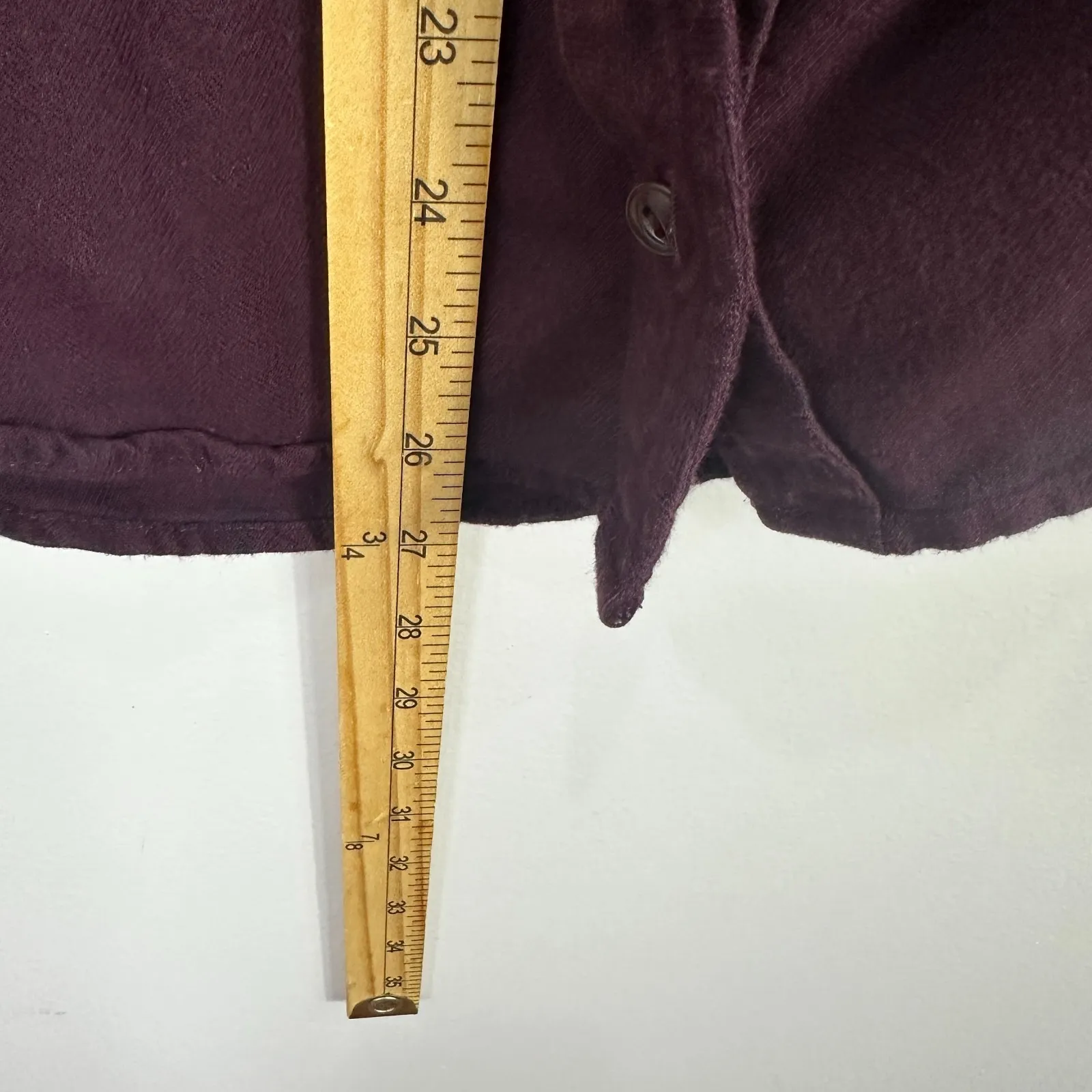 Athleta Button Down Shirt Women's XXS‎ Burgundy Heat Tech Flannel Preppy Grunge - Image 8