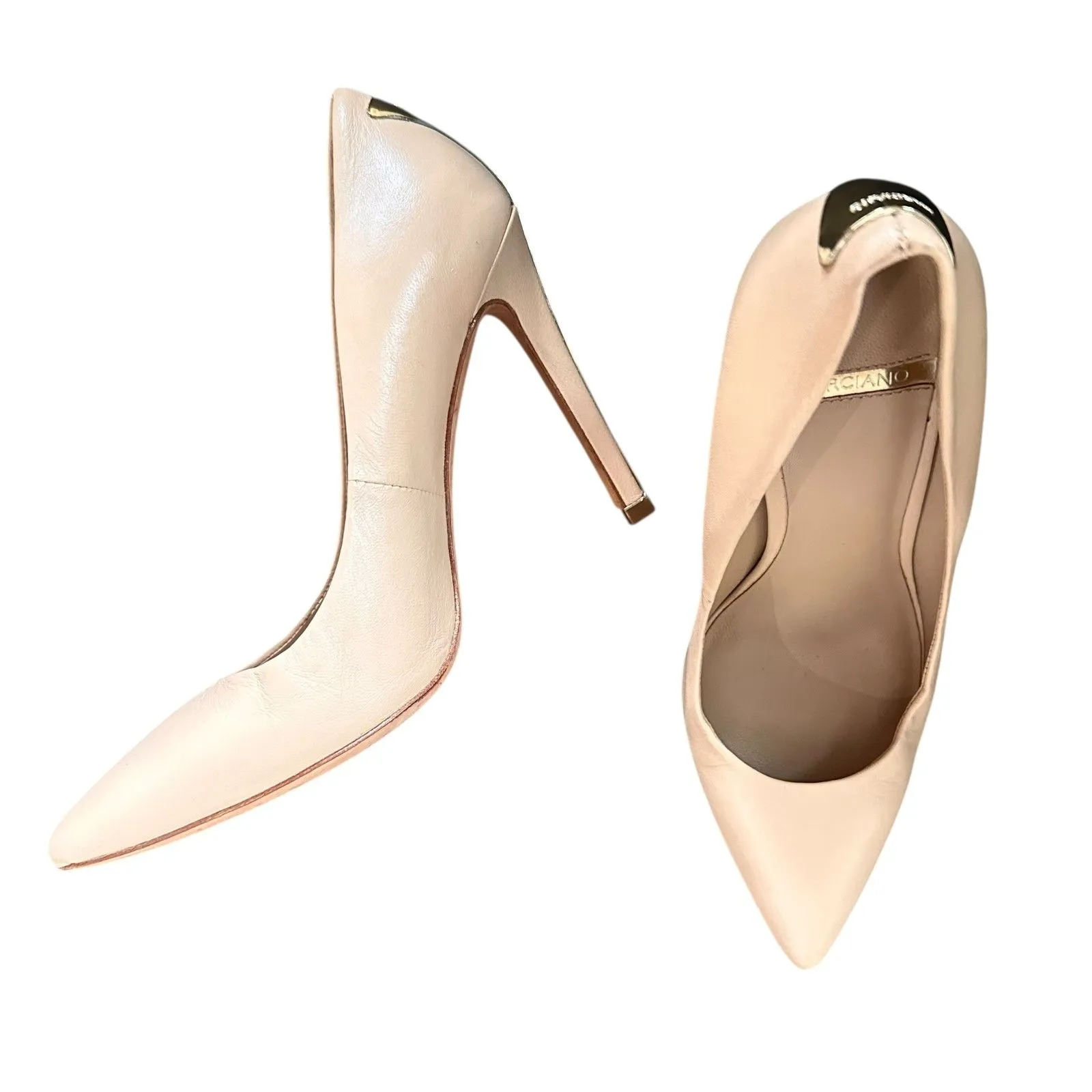 MARCIANO Leather‎ Pointed Toe Pumps Cream Sz 7 - Image 4
