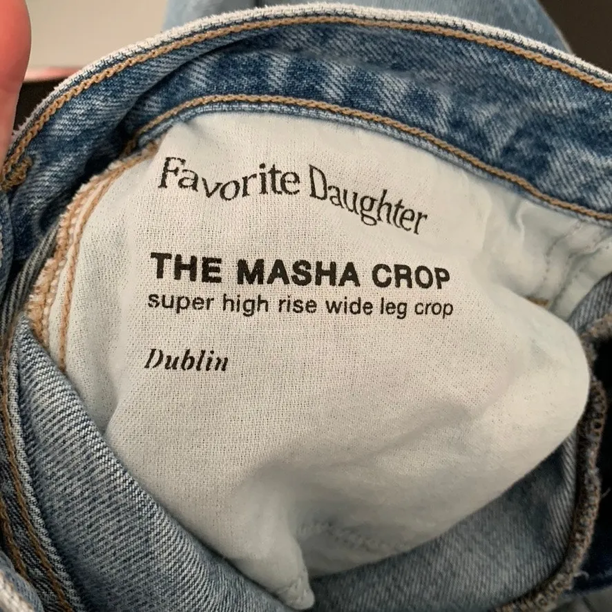 Favorite Daughter jeans: The Masha Super High Rise Wide Leg Crop in Dublin 27 Blue - Image 13