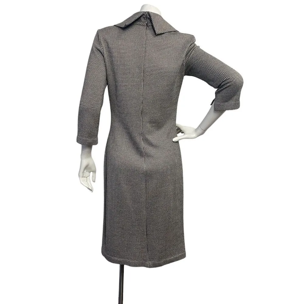 St. John Women's Cowl Neck Houndstooth Print Cowl Neck Dress ¾ Sleeve size 6 - Image 5
