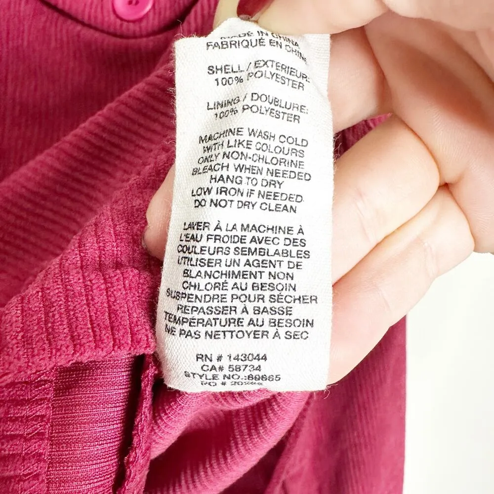 Avec Les Filles Womens Jacket Shirt Shacket Button Front Corduroy Pink Size XS - Image 6