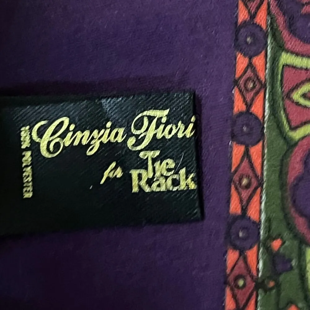 Cinzia Fiori Purple Polyester Square Scarf with Fruit Motif - Image 6