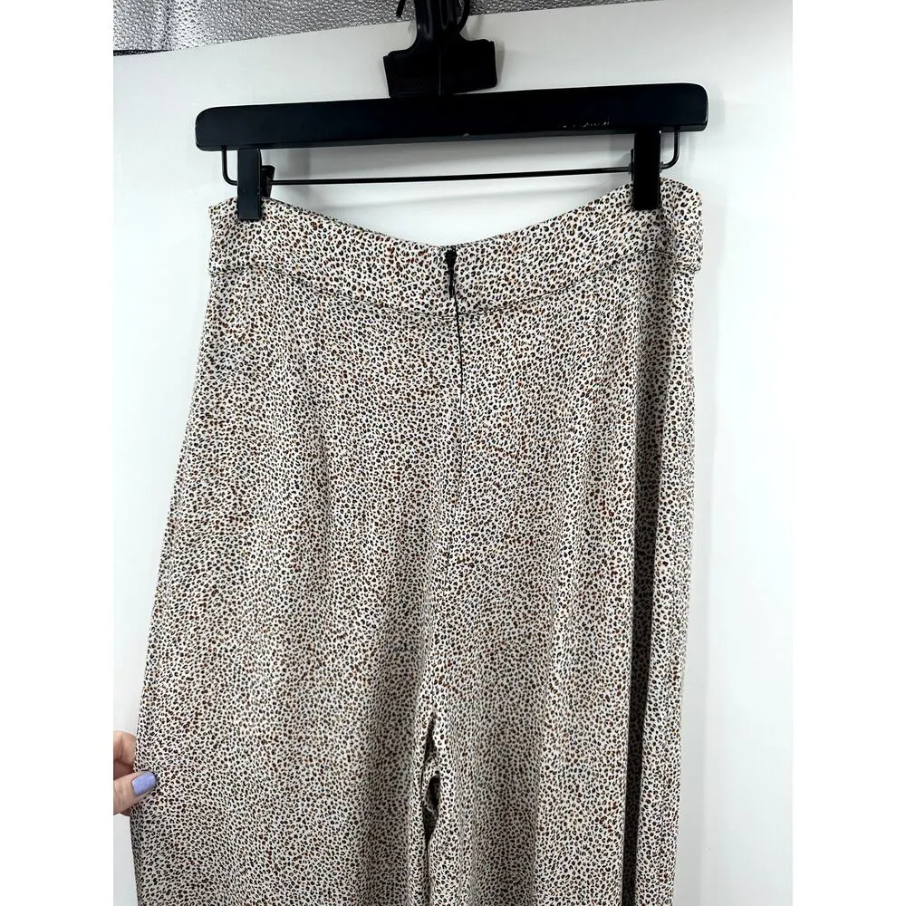 AFRM Leopard Print Wide Leg Pants High Rise Size Large White - Image 5