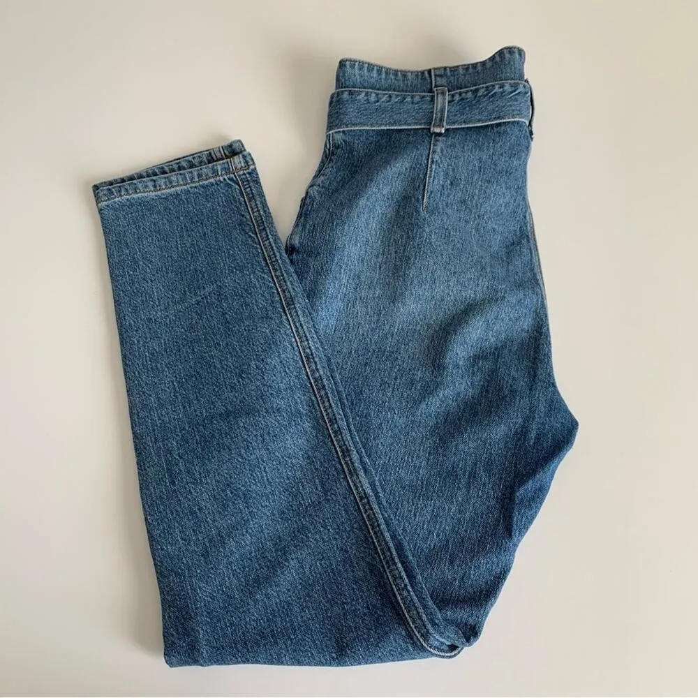 Reformation Yasmin Belted High Rise Straight Leg Inari Wash Blue Jeans Size 28 - Image 10