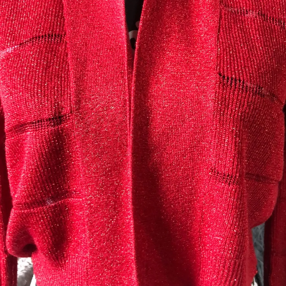 CALVIN KLEIN Shiny Red Open Front Shirt Size M - Image 2