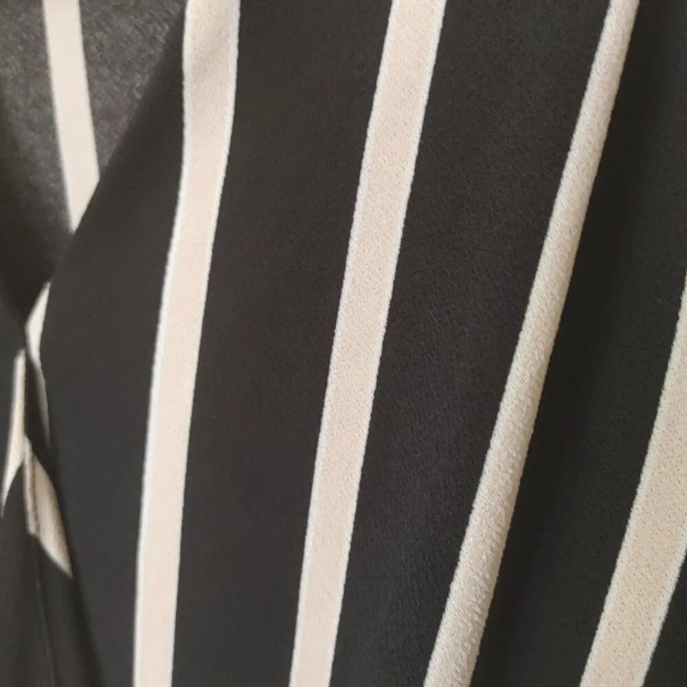 Adrianna Papell Size Small Cream Black White Striped Blouse Professional Career - Image 5