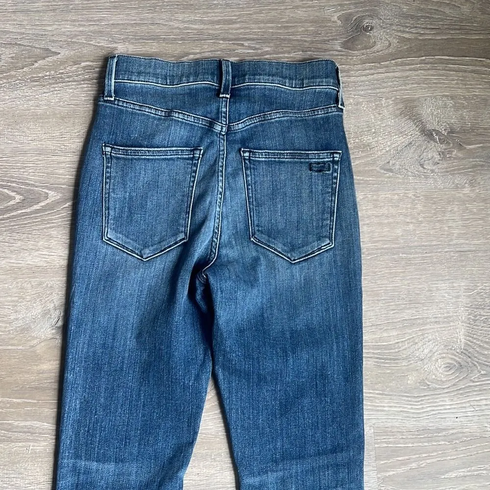 AYR The Riser Skinny Jeans High Rise Stretchy Denim Raw Hem Neon Jupiter - Image 13