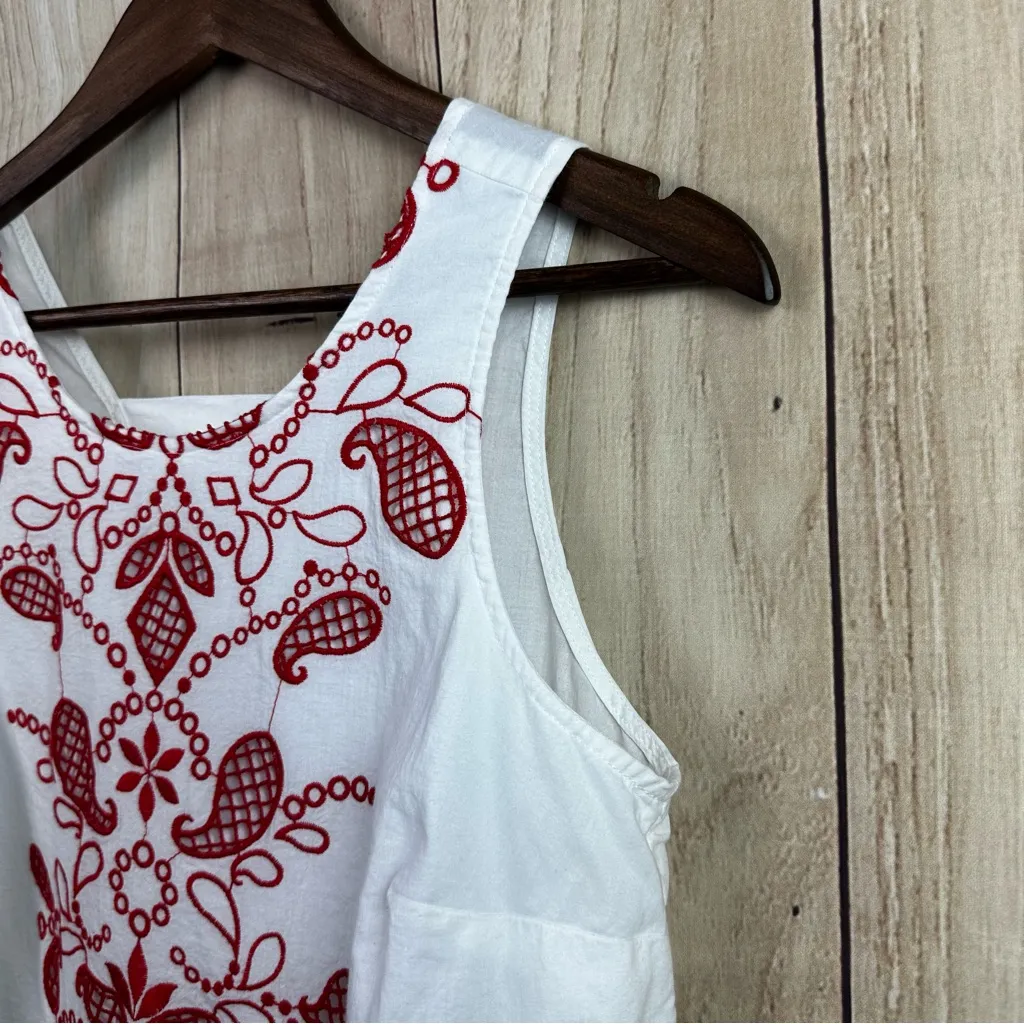 Maison Jules White Tank Top with Red Embroidery - Image 3