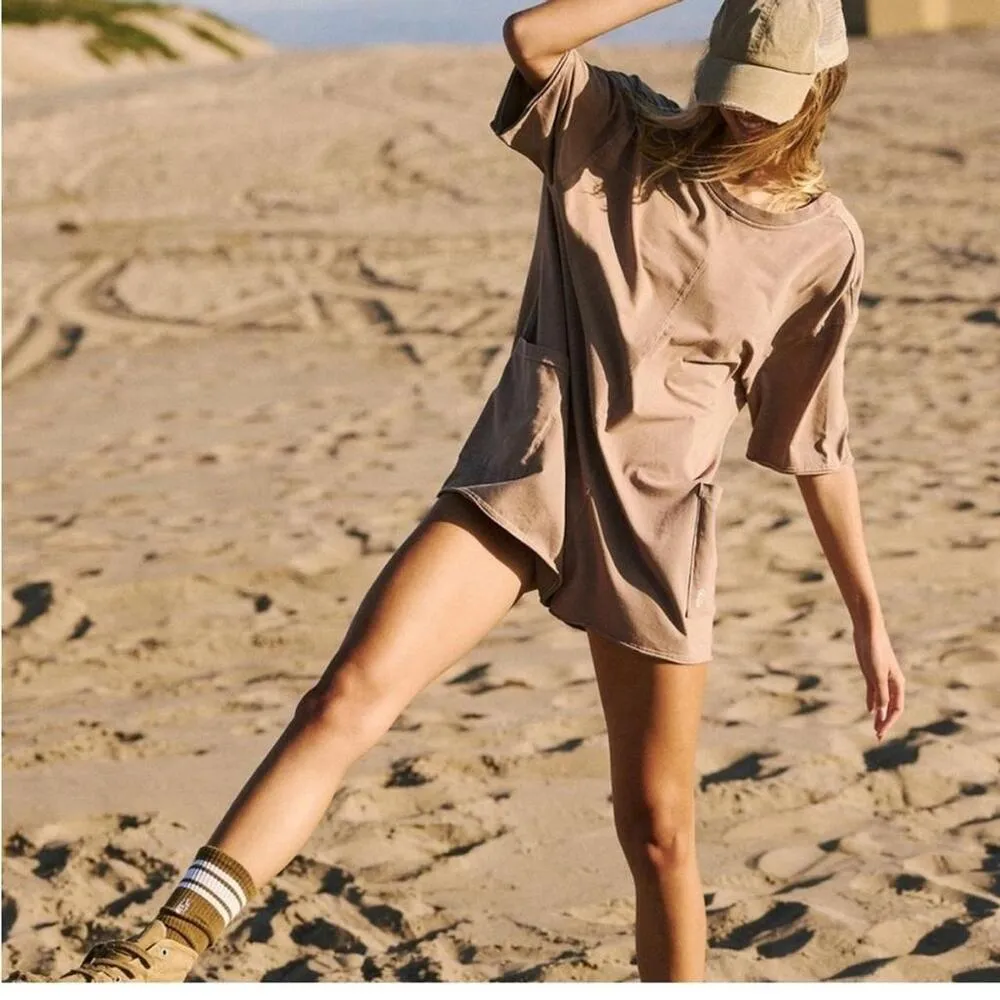 NWT FP Movement by Free People Hot Shot Tee Romper Mocha Latte Women's Size XS Brown - Image 3