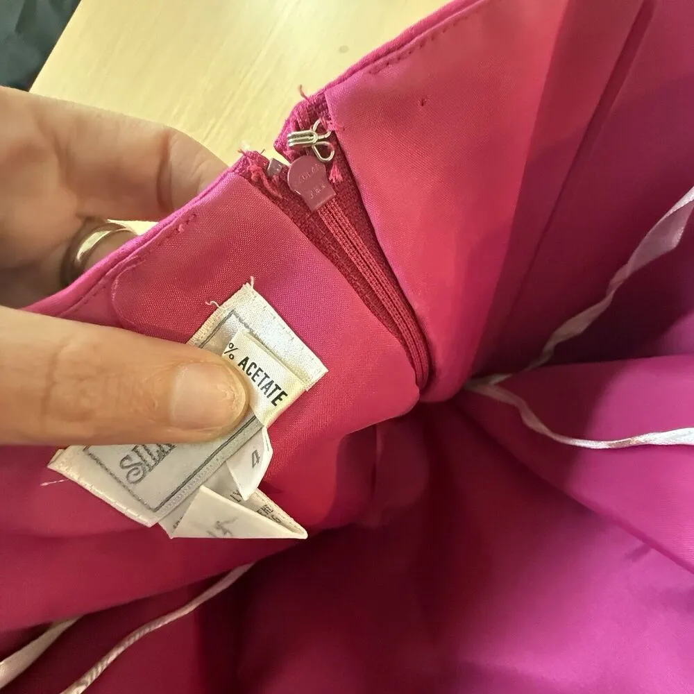 Y2K Silk Studio Hot Pink 100% Silk Strapless Prom Homecoming Dress Size 4 166 - Image 9