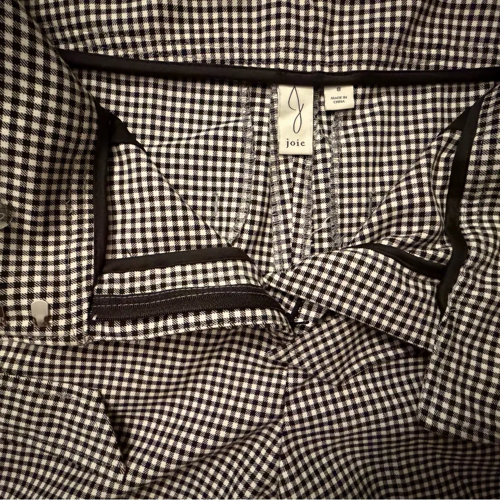 Joie Black & White Gingham High Rise Tie-Waist Cropped Pants – Size 8 - Image 5